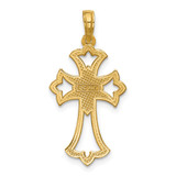 14K Polished Fleur De Lis Cross Pendant - D5-38C433A0-2002