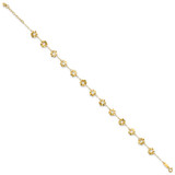 14k Polished Flowers 10 inch Anklet Plus 1 inch Heart Dangle Extender
