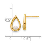 14K Polished Freshwater Cultured Pearl Teardrop Post Earrings