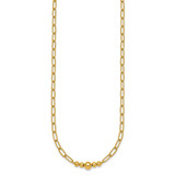 14K Polished Graduated Beads 18 inch Paperclip Link Necklace