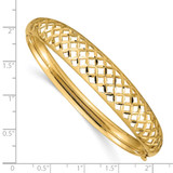 14k Polished Graduated Diamond-cut 6.25-12.5mm Fancy Weave Hinged Oval Bangle Bracelet