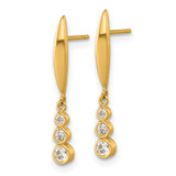 14K Polished Graduated Triple CZ Dangle Post Earrings