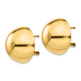 14k Polished Half Ball Omega Back Post Earrings