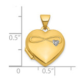 14k Polished Half Point Diamond Infinity Symbol 15mm Heart Locket