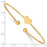 14K Polished Heart 1.50mm Flexible Oval Bangle Bracelet