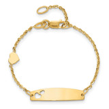 14K Polished Heart and 24x6mm Cut-out Heart Plate 5.5 inch Baby/Child ID Bracelet