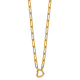 14k Polished Heart Clasp 17.5 inch Paperclip Chain Necklace