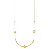 14k Polished Heart in Circle with Diamond-cut Beads 7-Station 16.75 inch Necklace