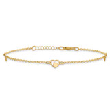 14K Polished Heart-in-Heart Links 3-Station 9 inch Anklet Plus 1 inch Extender