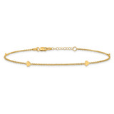 14K Polished Hearts 4-Station 10 inch Anklet Plus 1 inch Extender