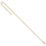14K Polished Hearts 4-Station 10 inch Anklet Plus 1 inch Extender