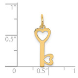 14K Polished Hearts Key Charm