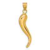 14k Polished Hollow 3D Italian Horn Pendant - K1-A243A06B-1479