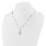 14k Polished Hollow Teardrop Pendant 18 inch Necklace