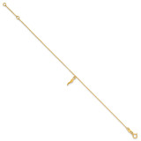 14k Polished Italian Horn Dangle 6.5 inch Childrens Bracelet Plus 0.75 inch Extender
