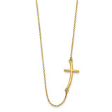 14k Polished Large Sideways Curved Cross 19 inch Necklace