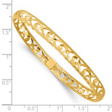 14k Polished Laser and Diamond-cut 6.15mm Fancy Pierced Design Flexible Oval Bangle Bracelet - DB-75948FDD-2872