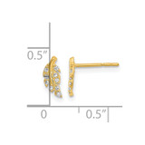 14K Polished Leaf CZ Post Earrings