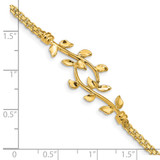 14K Polished Leaves and Bismark Chain 7 inch Bracelet
