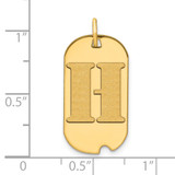 14k Polished Letter H Initial Dog Tag Pendant