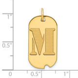 14k Polished Letter M Initial Dog Tag Pendant