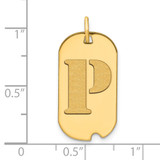 14k Polished Letter P Initial Dog Tag Pendant