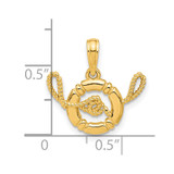14k Polished Life Preserver with Rope Pendant