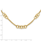 14K Polished Linked Circles with Chain 5-Station 17 inch Necklace