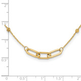 14K Polished Linked Ovals and Diamond-cut Beads Fancy 3-Station 18 inch Necklace