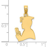 14K Polished Male Graduation Profile Charm