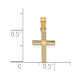 14K Polished Mini Cross w/ Heart Charm