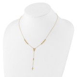 14K Polished Miraculous Medal and Cross Rosary Design 17.75 inch Y-Drop Necklace