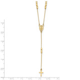 14K Polished Miraculous Medal and Cross Rosary Design 17.75 inch Y-Drop Necklace
