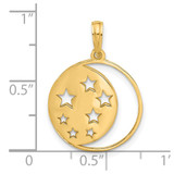 14K Polished Moon and Stars Charm