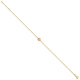 14K Polished Mother of Pearl Flower 9 inch Anklet Plus 1 inch Extender