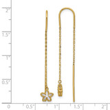 14K Polished Mother of Pearl Flower Cable Chain Threader Earrings