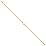 14k Polished Open Heart and Bismark Chain 10 inch Anklet