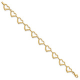 14K Polished Open Heart Link 7 inch Bracelet