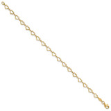 14K Polished Open Heart Link 7.5 inch Bracelet
