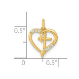14K Polished Open Heart with Cross CZ Pendant