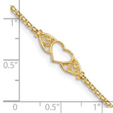 14k Polished Open Heart with Filigree and Bismark Chain 10 inch  Anklet