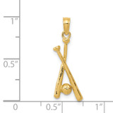 14K Polished Open-Backed Bats and Baseball Pendant - D1-C8E2C833-8895