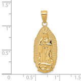 14K Polished Our Lady Of Guadalupe Oval Disc Engraved Pendant