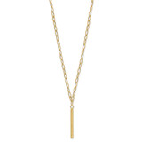 14K Polished Oval Link Chain with Diamond-cut Bar Dangle 18 inch Necklace