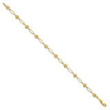 14k Polished Oval Links with Diamond-cut Puffed Hearts 7.5 inch Bracelet