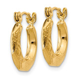14k Polished Patterned Hollow Hoop Earrings