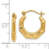 14k Polished Patterned Hoop Earrings
