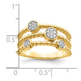 14k Polished Pave Circles Multi-band Diamond Ring
