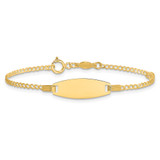 14k Polished Pink Enameled Puffed Heart and 18x5mm Plate 5.5 inch Baby/Child ID Bracelet