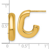 14k Polished Puffed Oval J-Hoop Post Earrings